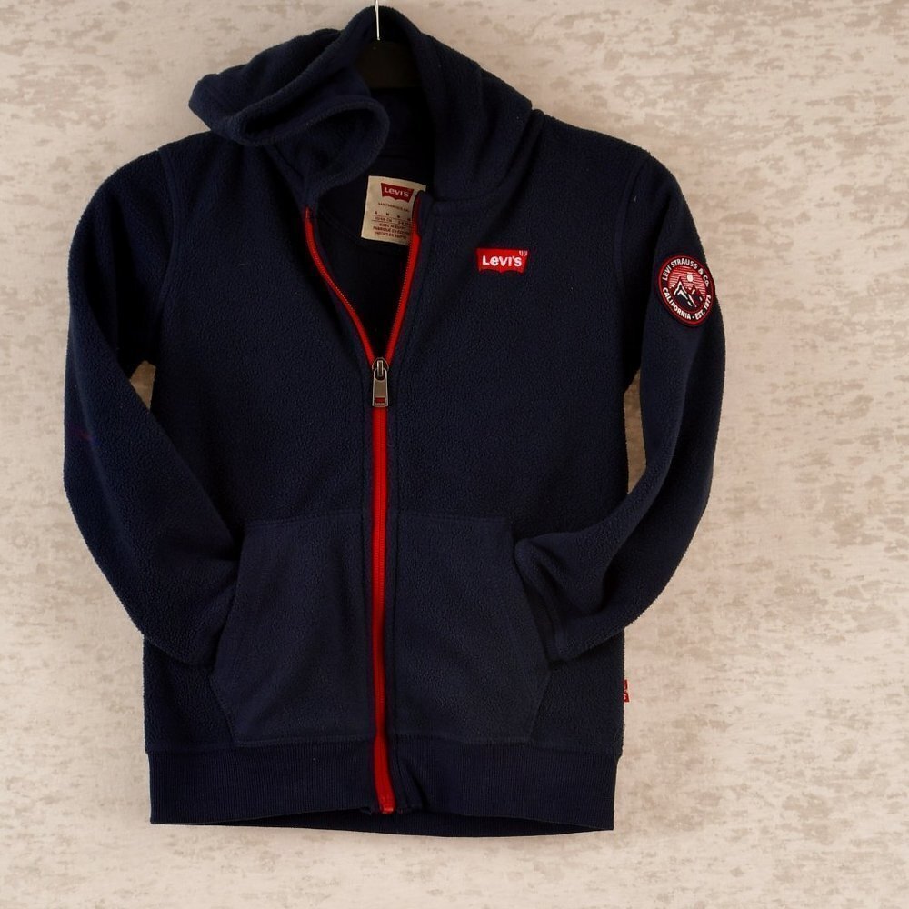 LEVIS Blue Hooded sweatshirt with red zipper